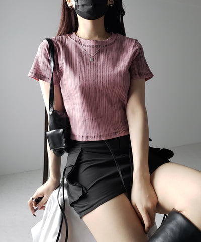 ヴィンテージプリントクロップドリブTシャツ / vintage print cropped lib Tee