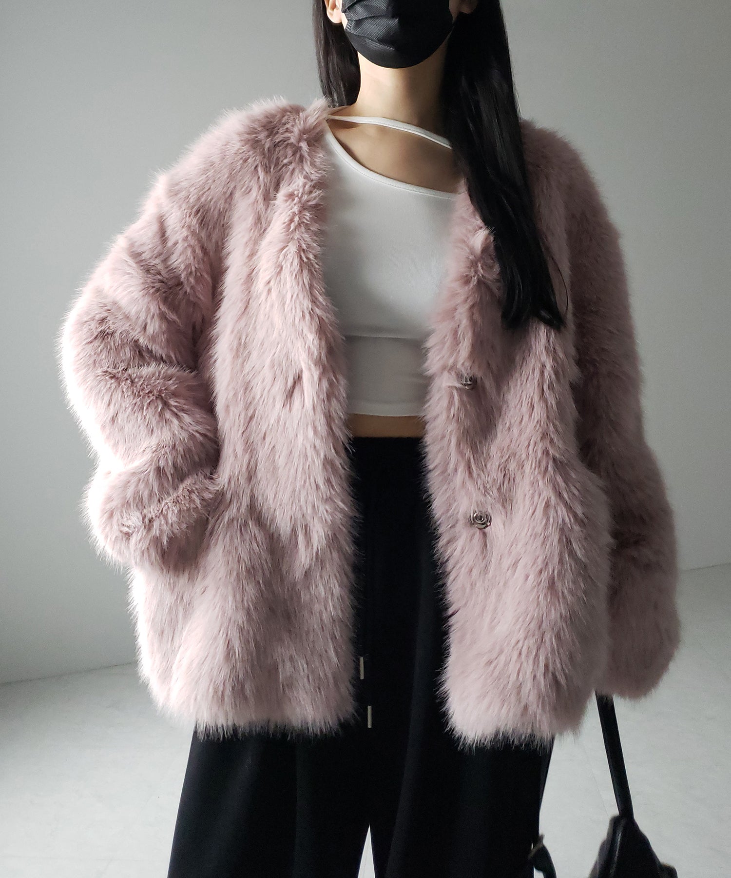 ミンクライクフェイクファーボリュームコート / mink-like fake fur volume coat