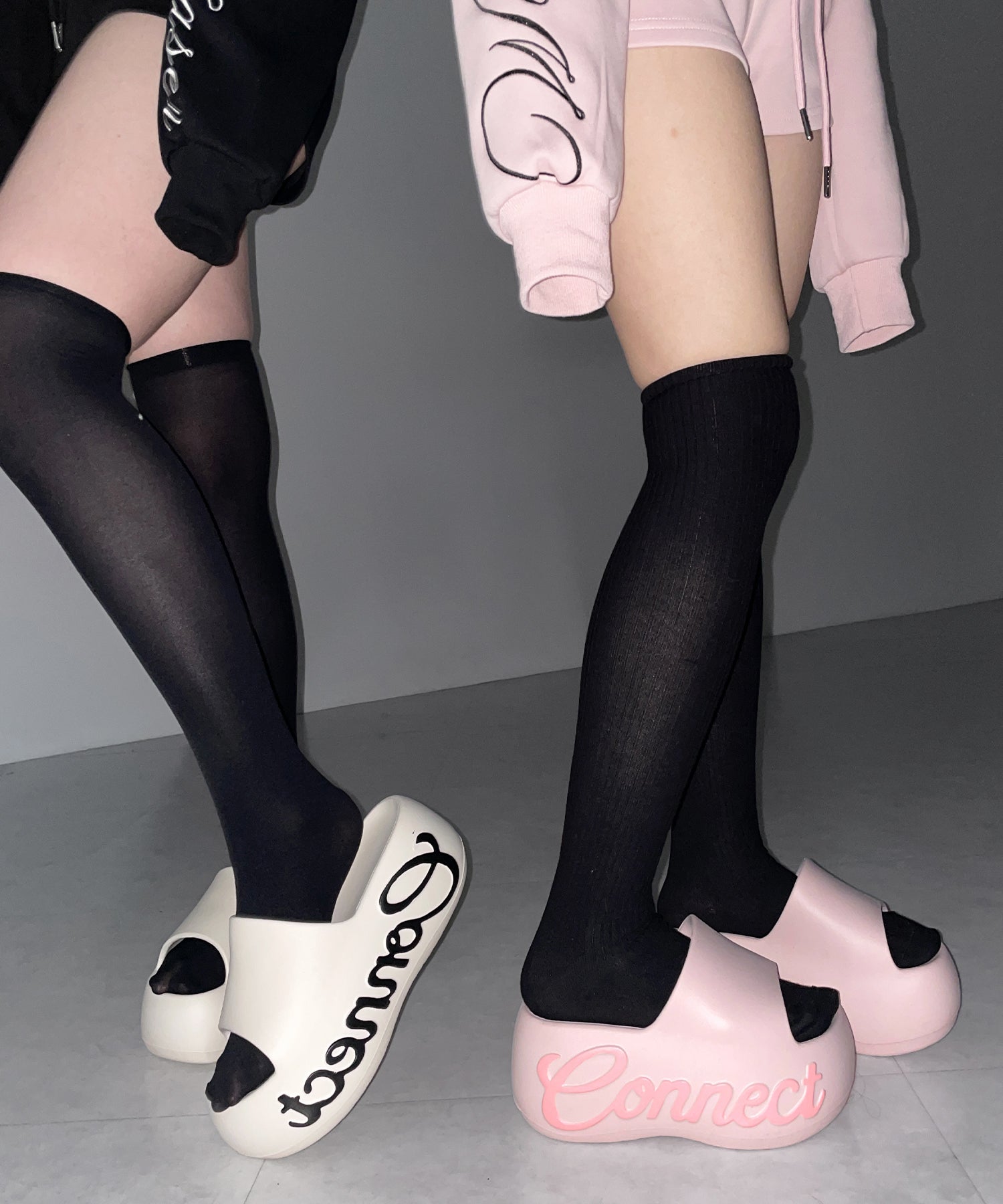 レタリングロゴ厚底スライドサンダル / lettering logo platform slide sandals