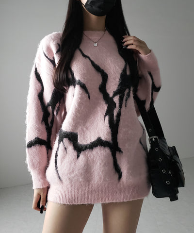 CRACK モヘアライクオーバーニット / CRACK mohair-like over knit