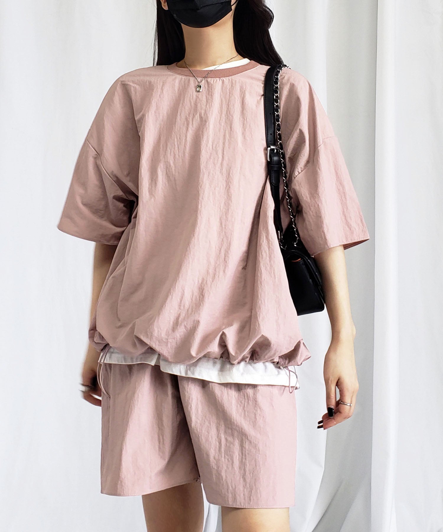 【 上下セットアップ/5色展開 】ワッシャーナイロンプルオーバー&ショートパンツ SET