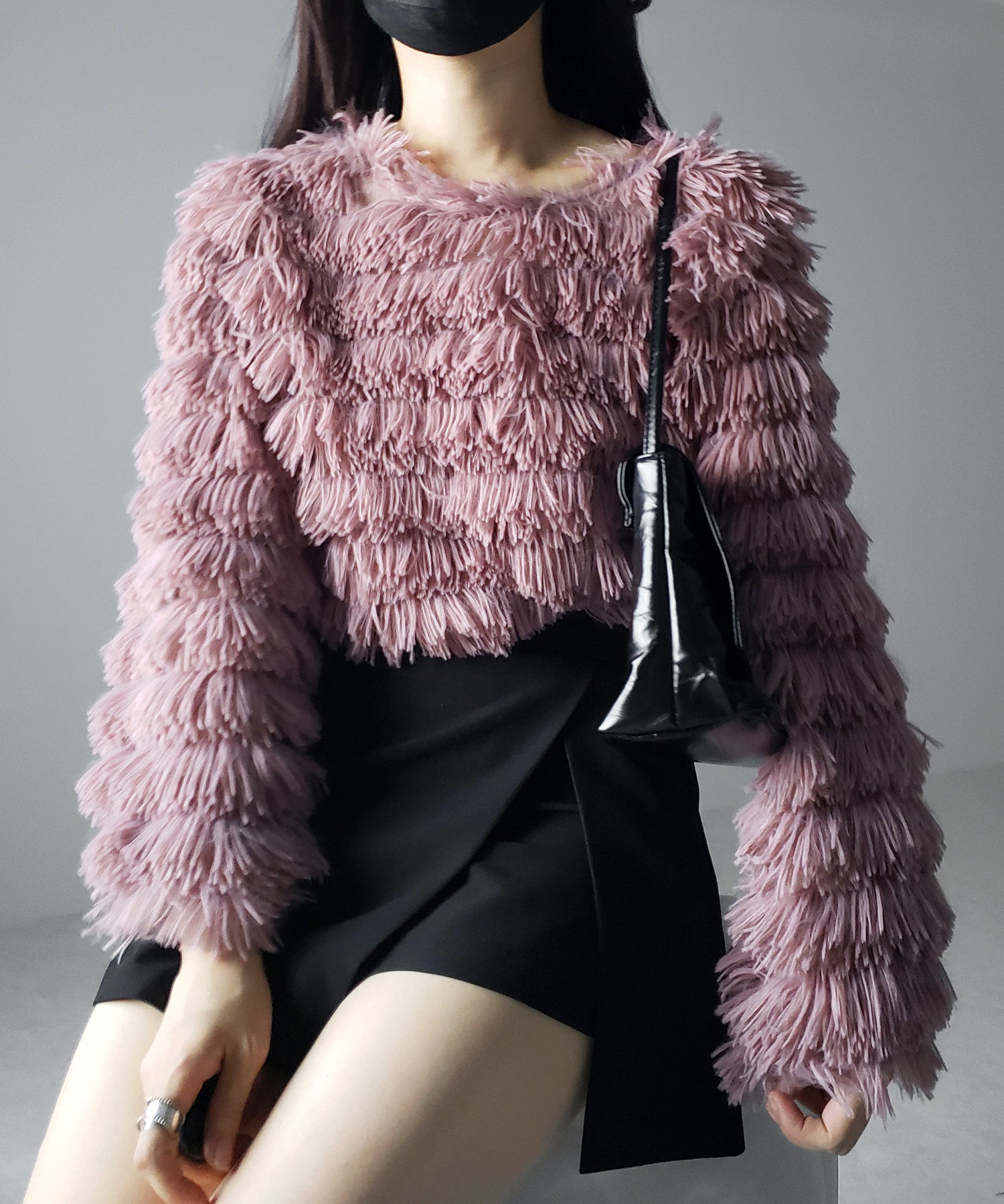 【 4color 】シャギーファーフリンジオーバートップス /shaggy fur fringe over tops