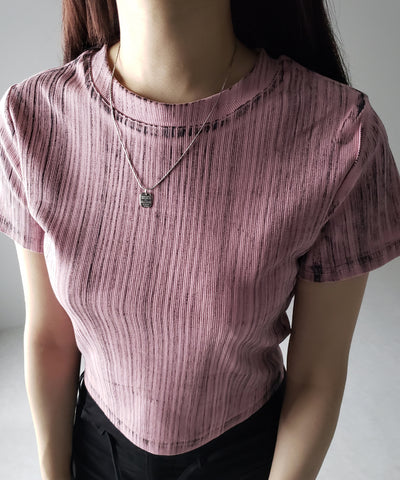 ヴィンテージプリントクロップドリブTシャツ / vintage print cropped lib Tee