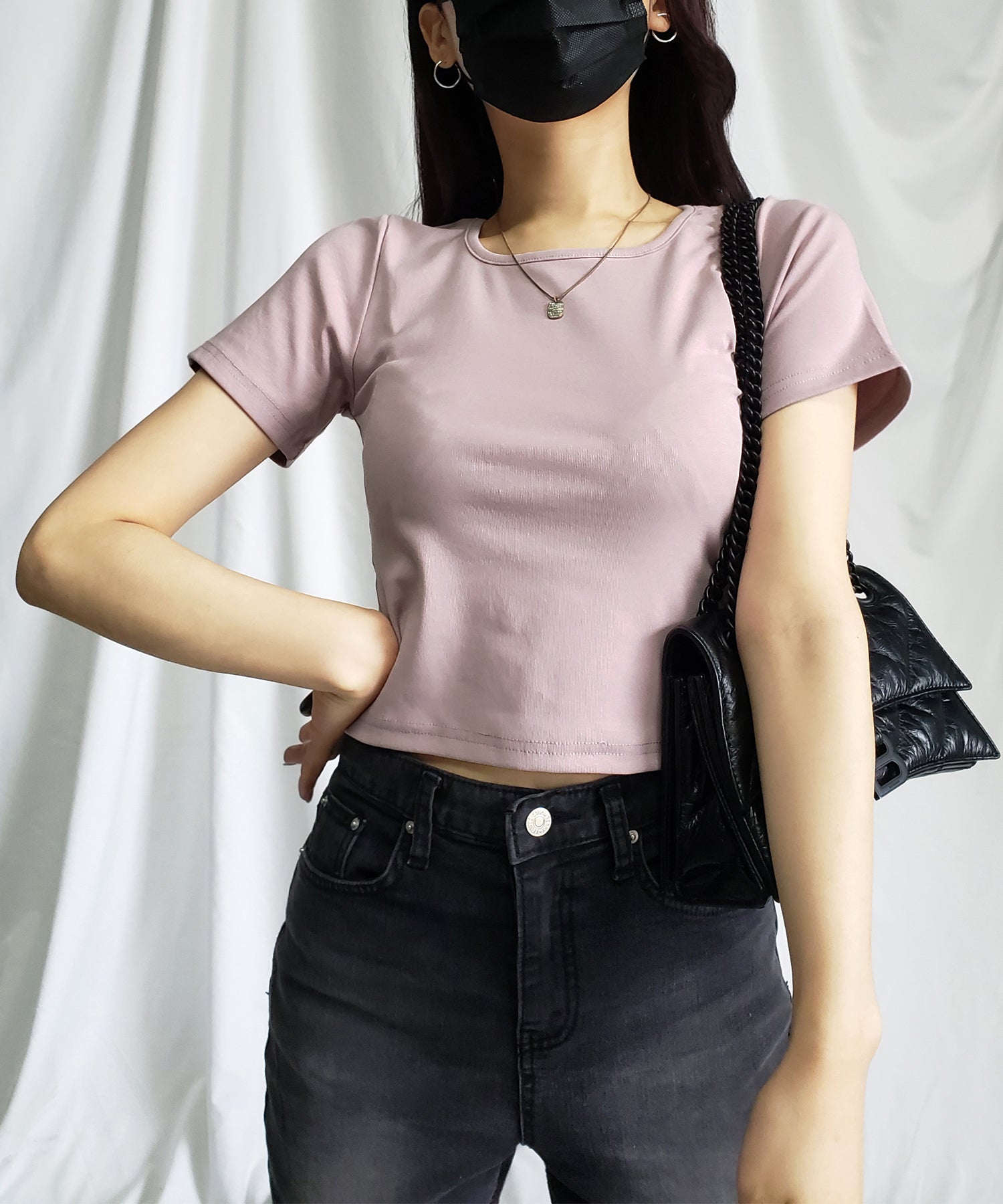 【 6color 】スクエアネッククロップドちびTシャツ