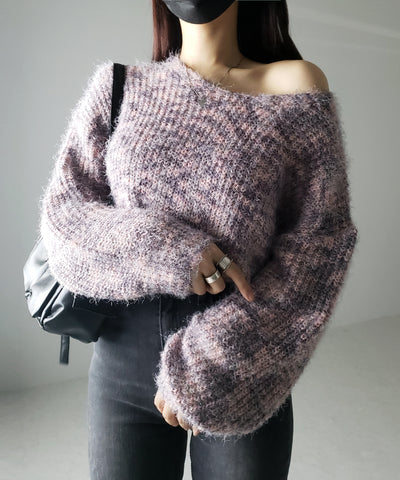 フラッフィーメランジルーズシャギーニット【韓国製】