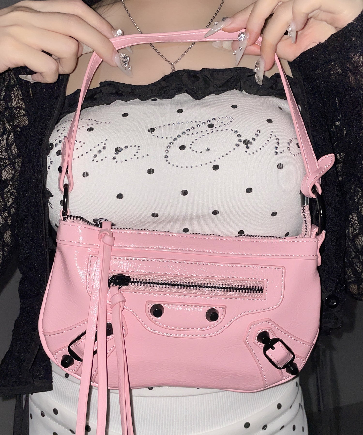 【 ショルダーストラップ付き2WAY 】ヴィンテージライクグランジミニハンドバッグ/ vintage like grunge mini hand bag
