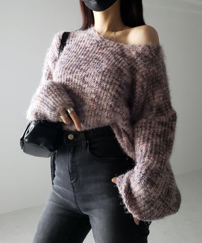 フラッフィーメランジルーズシャギーニット【韓国製】