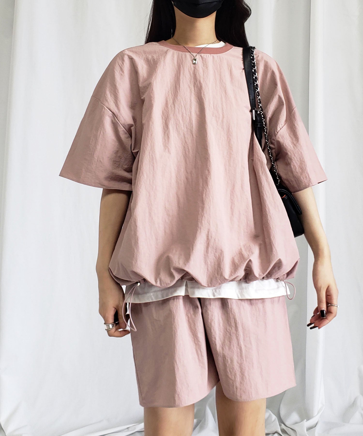 【 上下セットアップ/5色展開 】ワッシャーナイロンプルオーバー&ショートパンツ SET