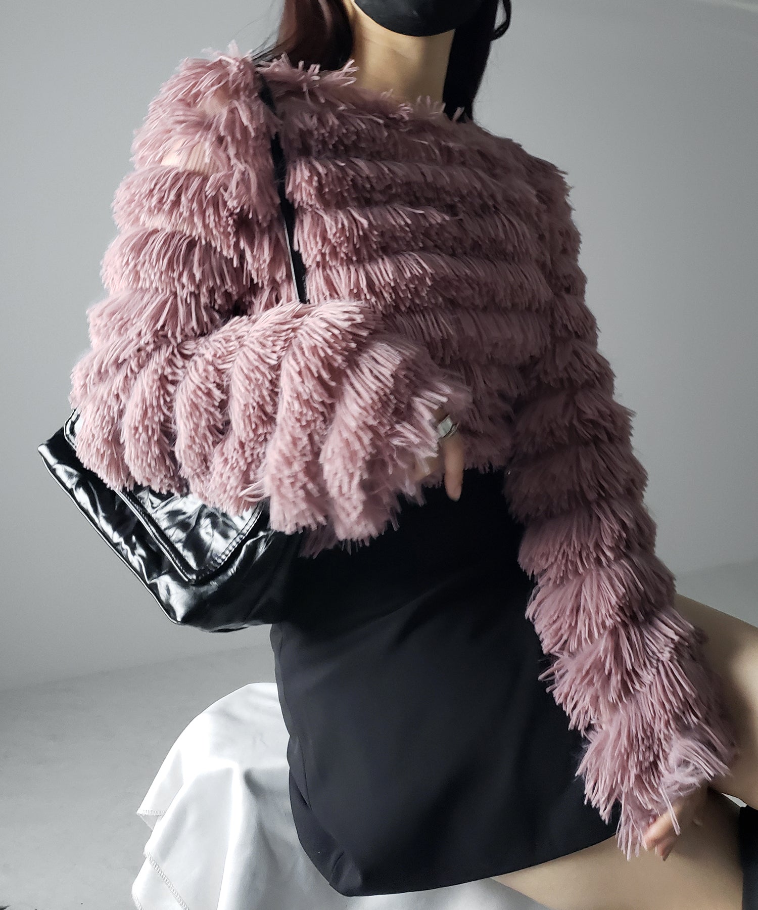 【 4color 】シャギーファーフリンジオーバートップス /shaggy fur fringe over tops