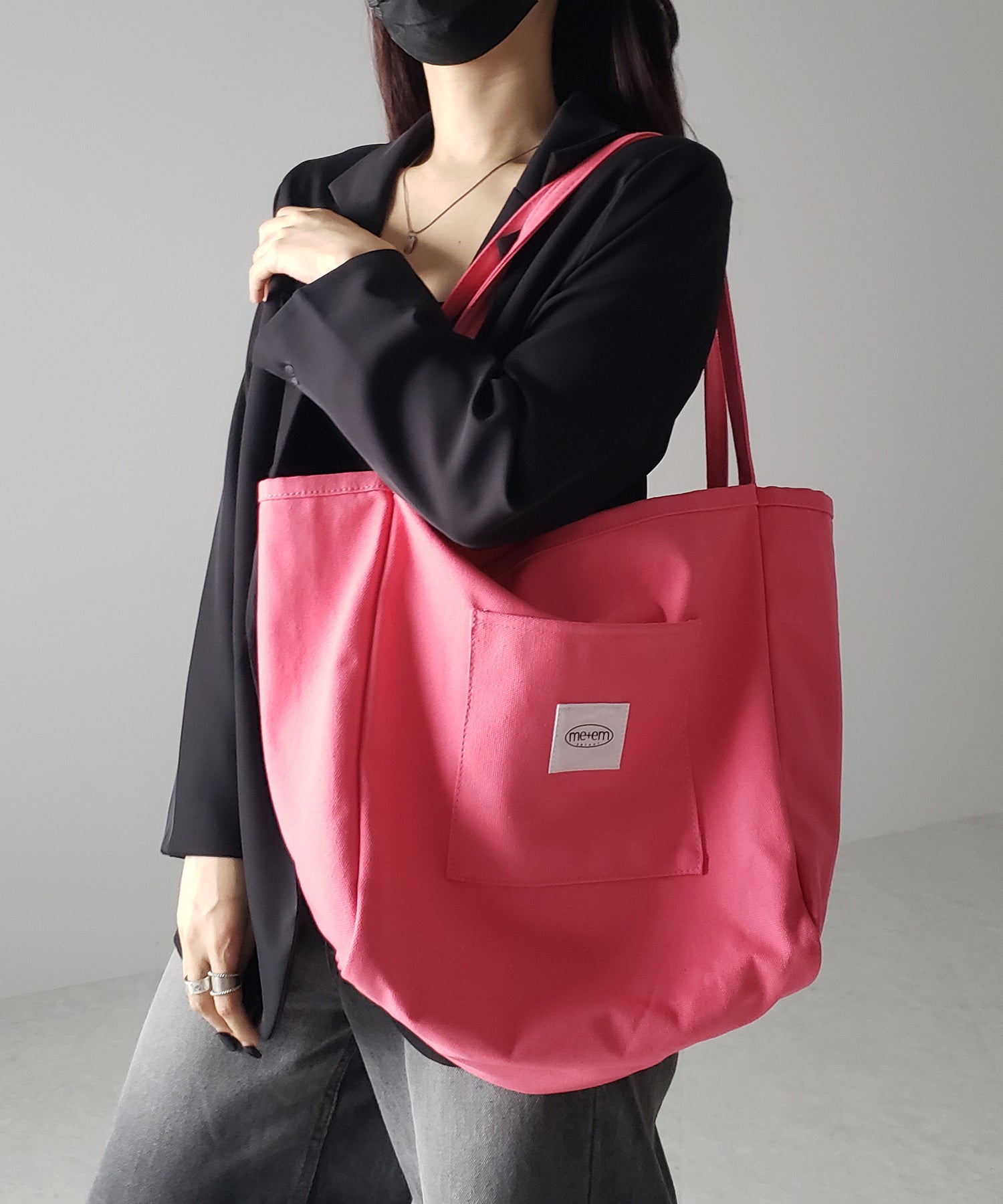 【 7color /大容量 】ミームセレクトオリジナルタグキャンバスカラートートバッグ / me+em select original tag canvas color totebag