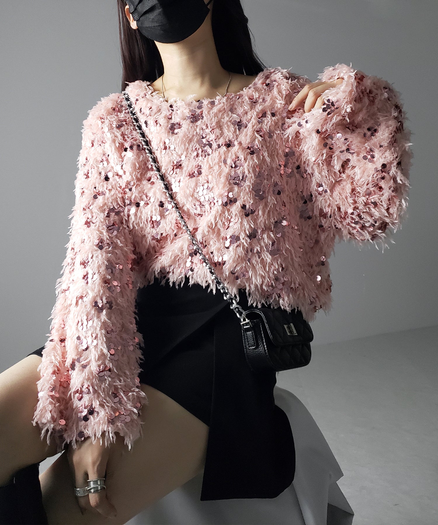 【 4color 】フェザースパングルオーバートップス/feather spangle over tops