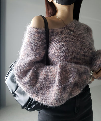 フラッフィーメランジルーズシャギーニット【韓国製】