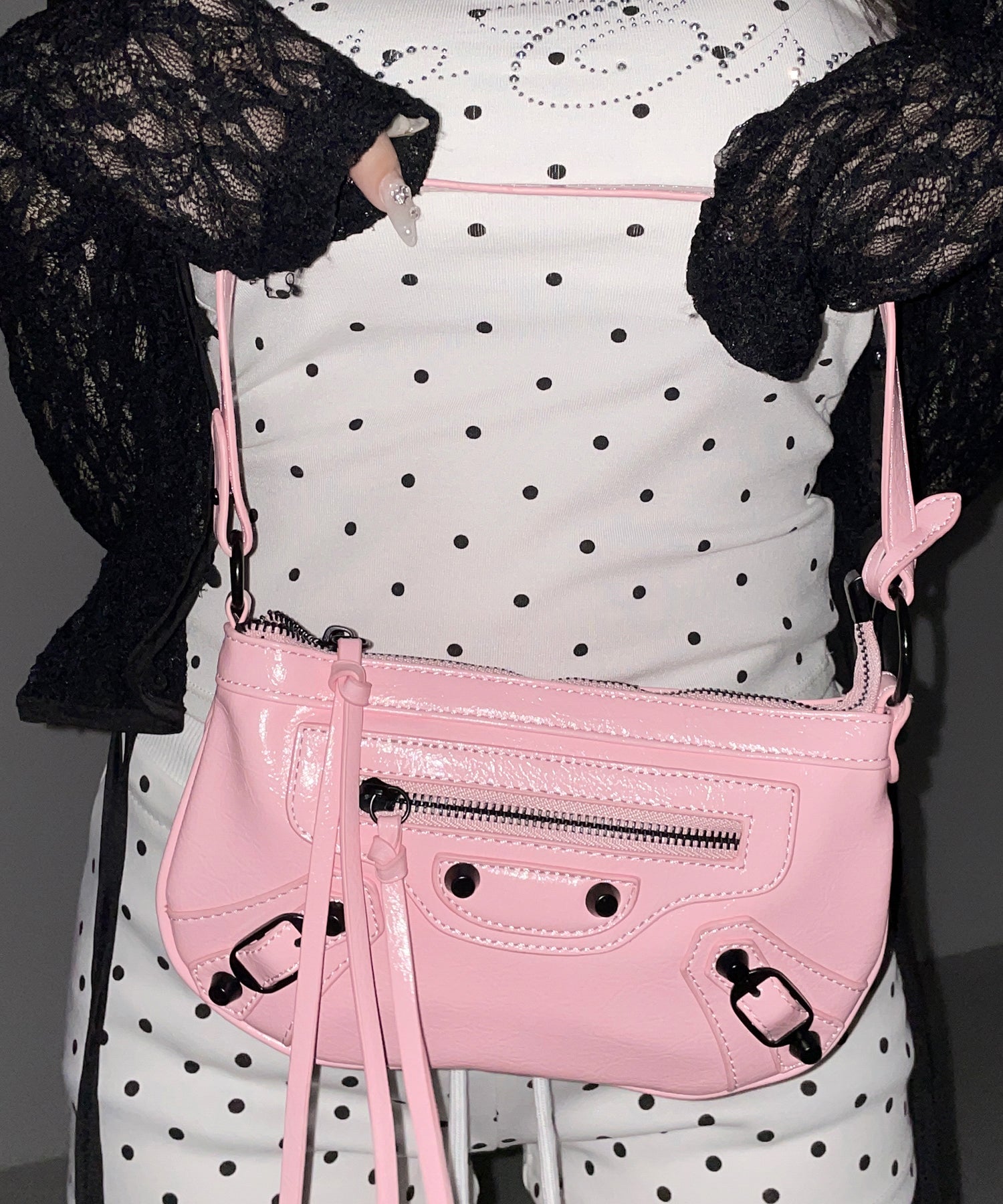 【 ショルダーストラップ付き2WAY 】ヴィンテージライクグランジミニハンドバッグ/ vintage like grunge mini hand bag
