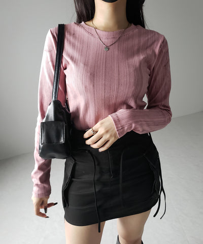 ヴィンテージプリント長袖クロップドリブTシャツ / vintage print longsleeve cropped lib Tee