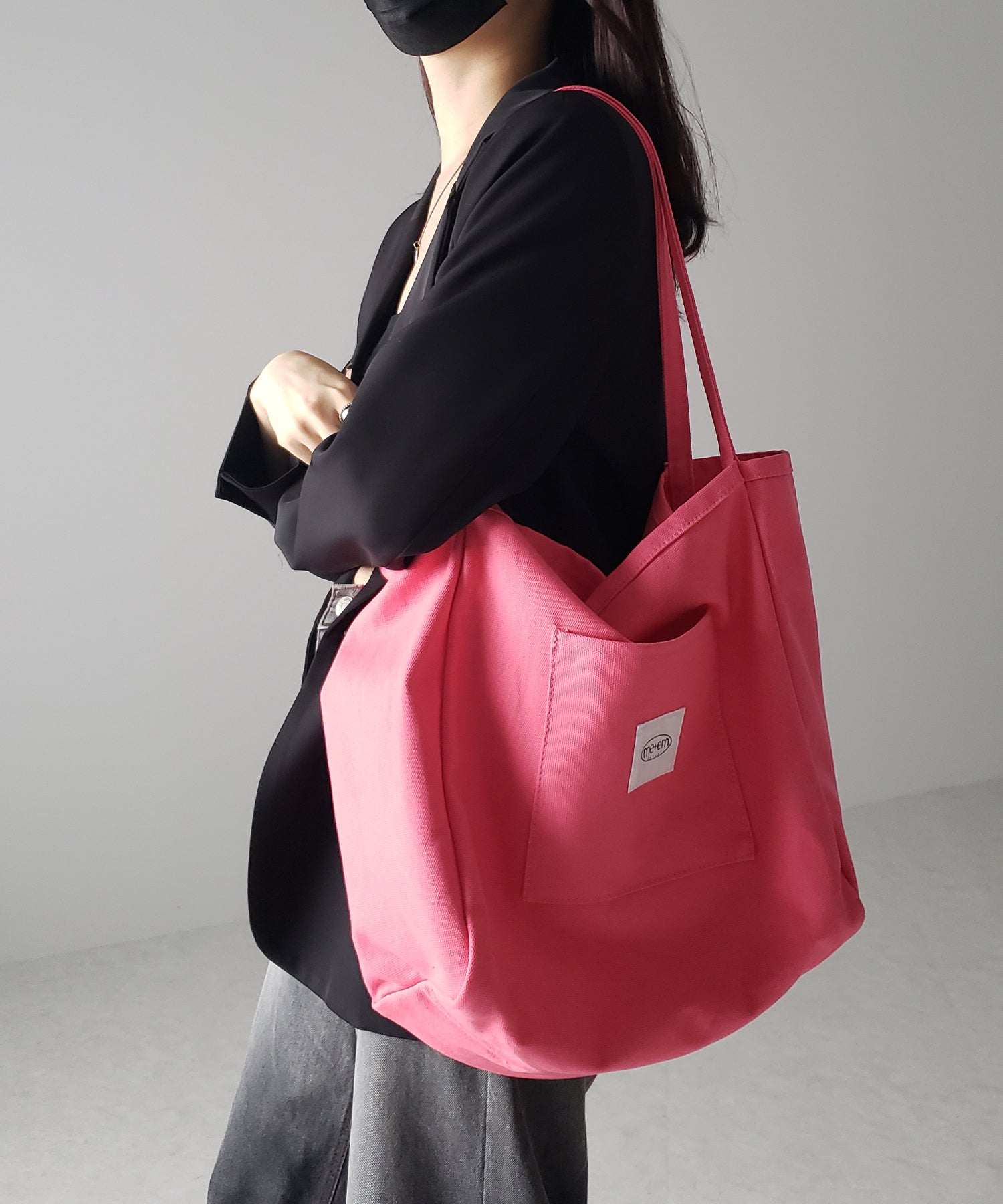 【 7color /大容量 】ミームセレクトオリジナルタグキャンバスカラートートバッグ / me+em select original tag canvas color totebag