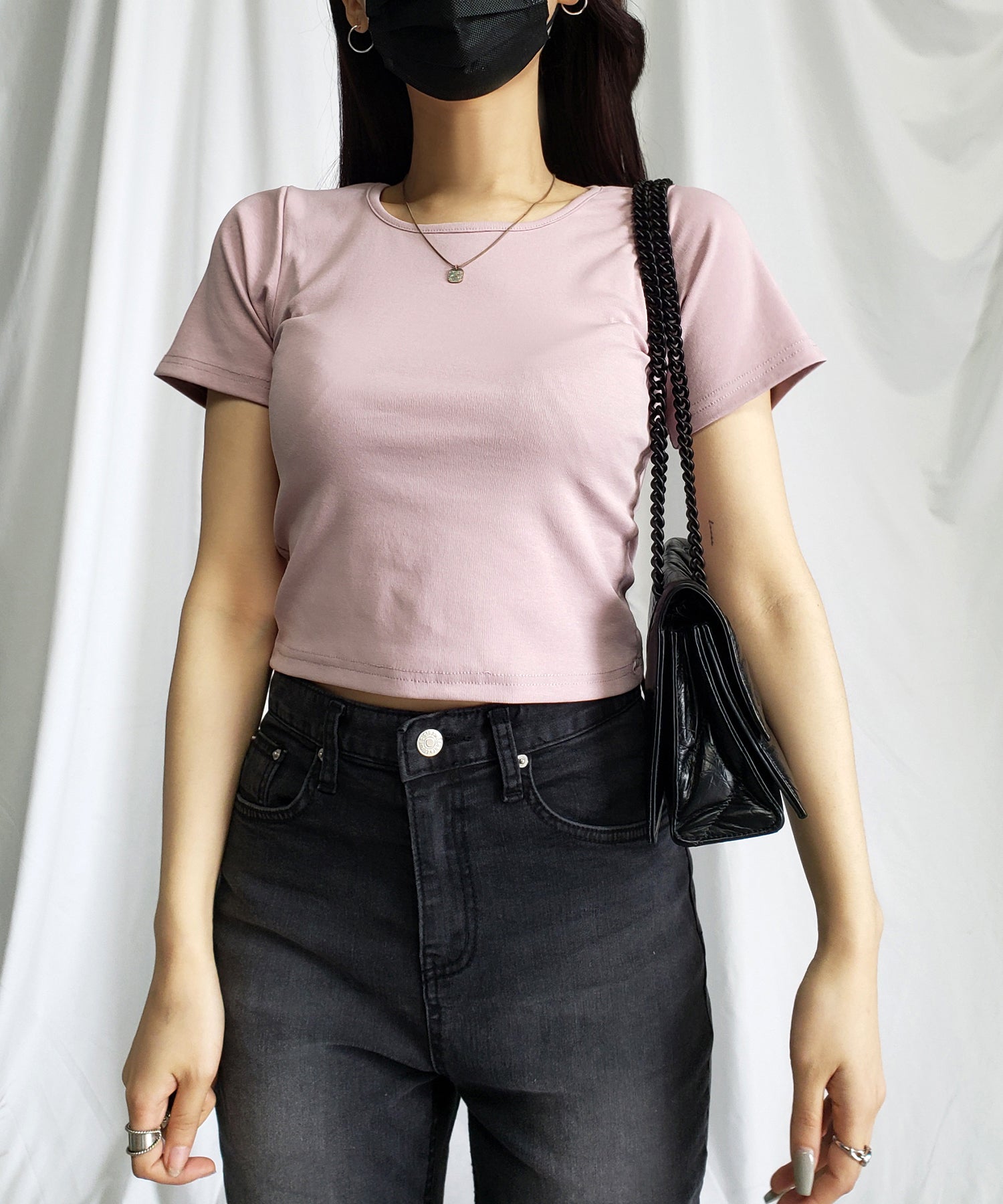 【 6color 】スクエアネッククロップドちびTシャツ