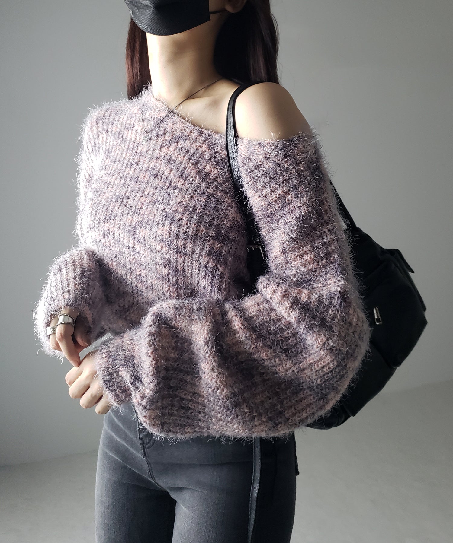 フラッフィーメランジルーズシャギーニット【韓国製】