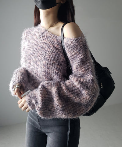 フラッフィーメランジルーズシャギーニット【韓国製】