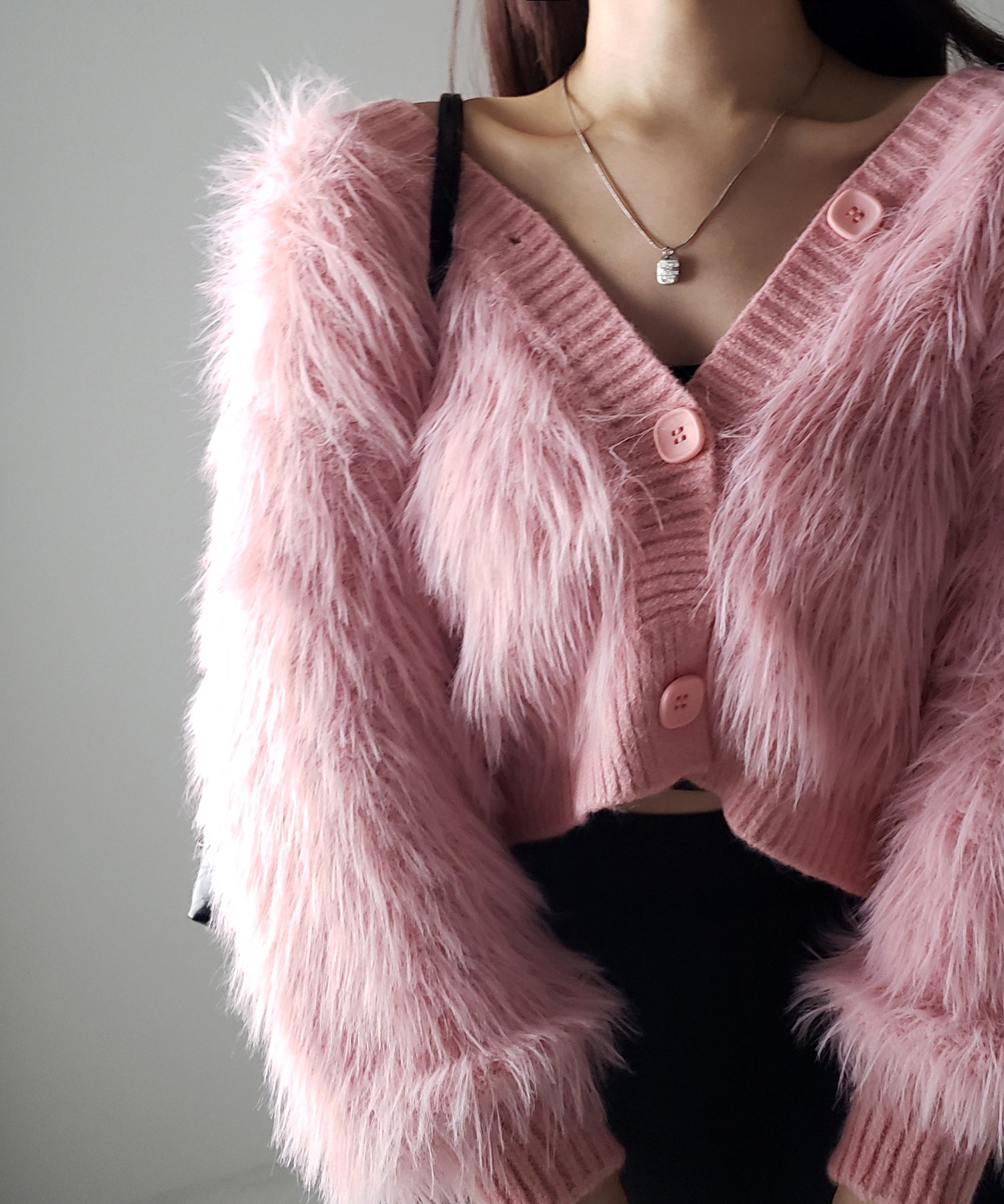 ファームードシャギーニットカーディガン