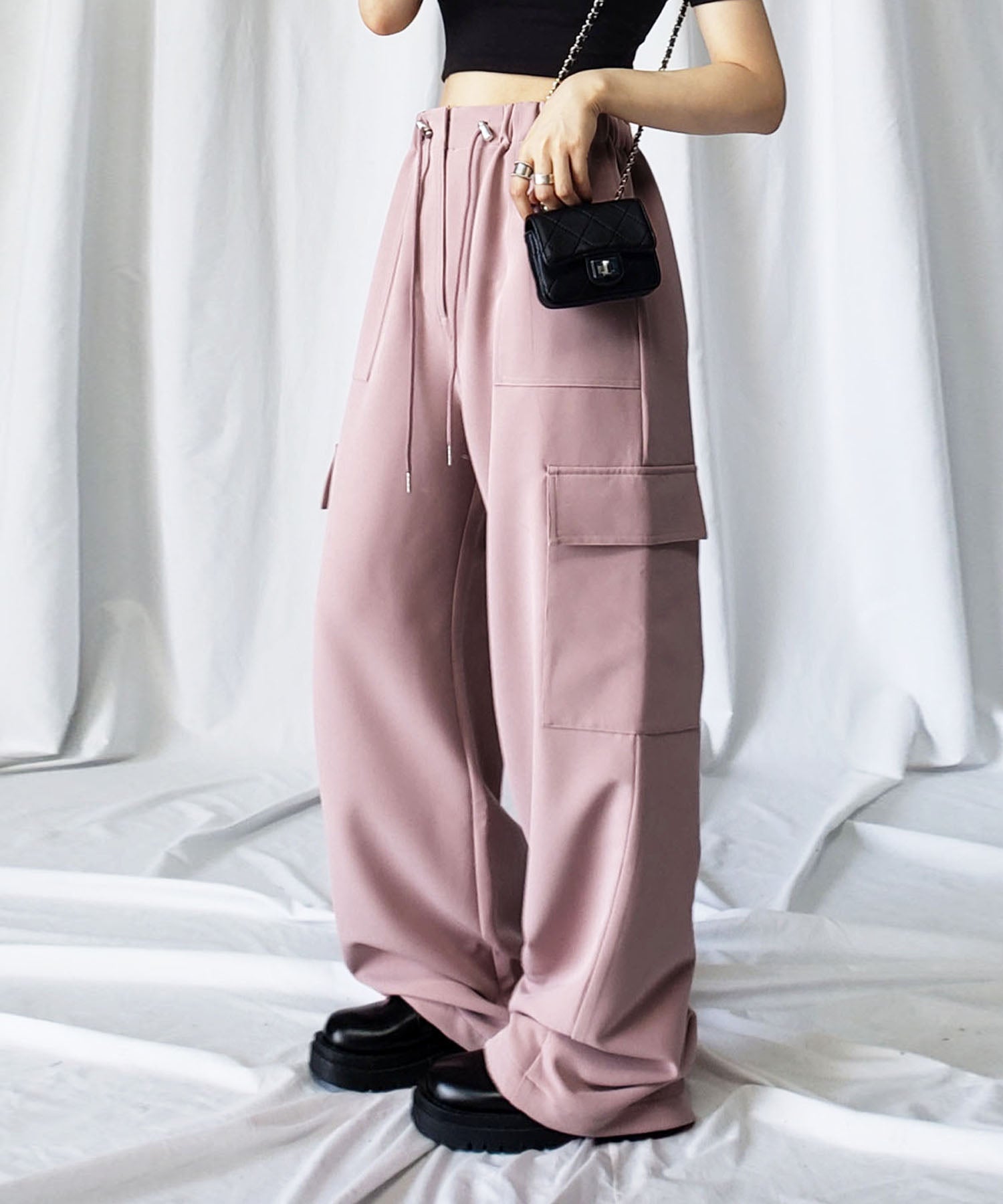 【 4size/6color 】2WAYドロストルーズカーゴワイドパンツ