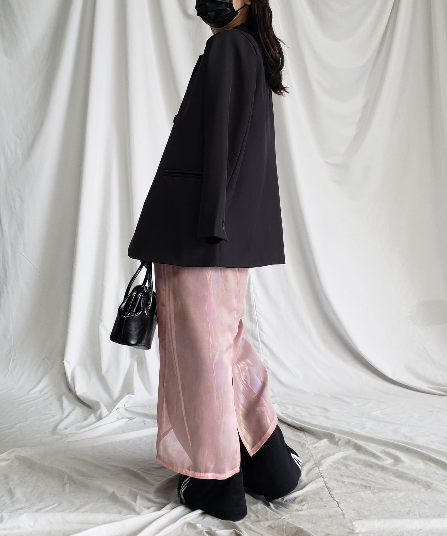 【 3color 】オーロラグロスオーガンジーバックスリットストレートキャミワンピース / Aurora gloss organdy backslit straight cami onepiece