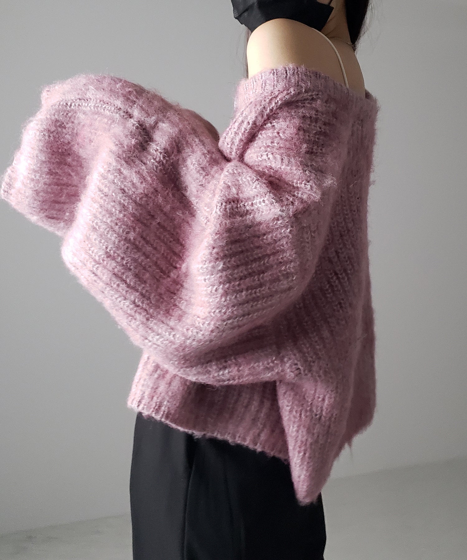 ボリュームワイドスリーブショートシャギーニットカーディガン / volume wide sleeve short shaggy knit cardigan