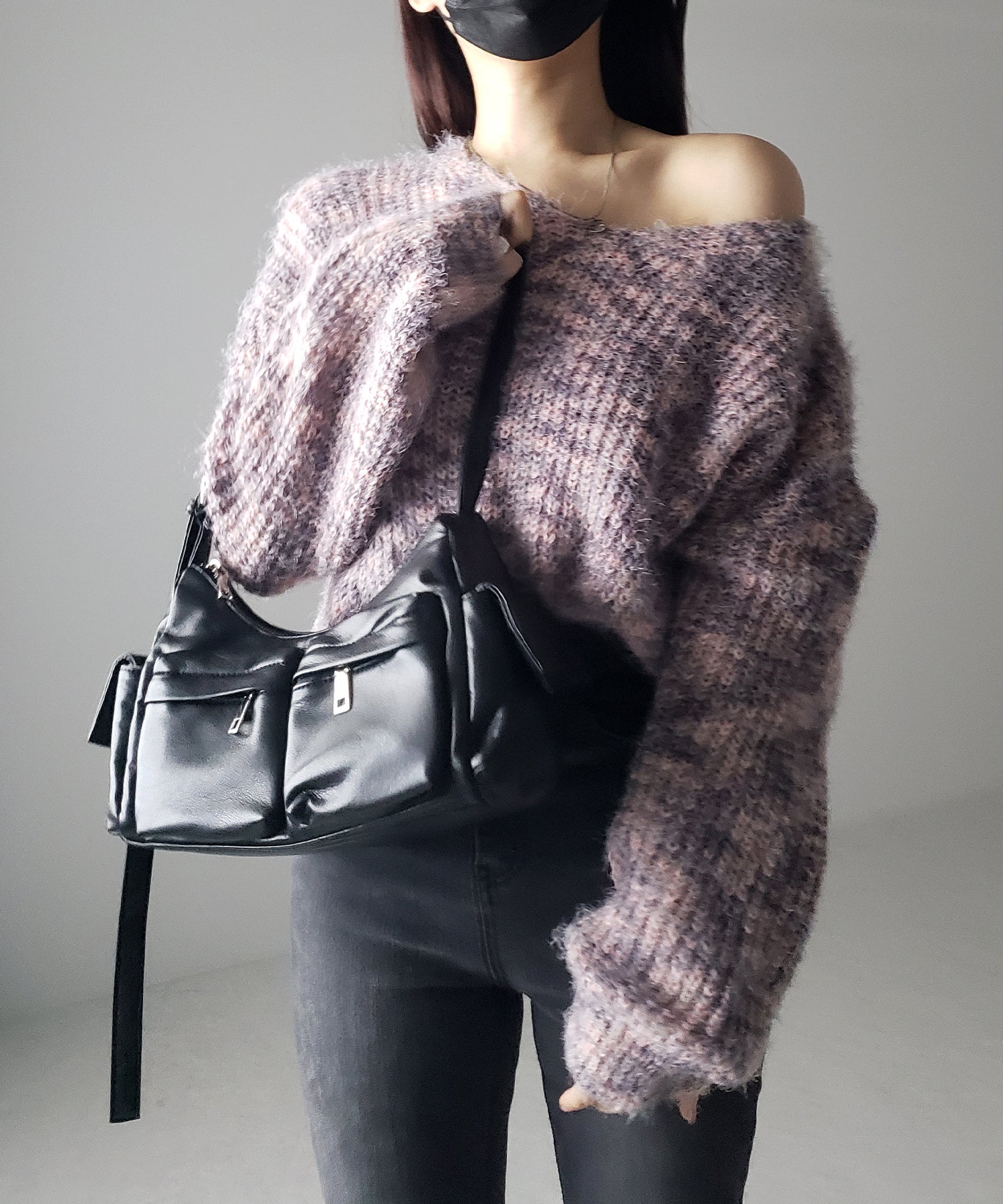 フラッフィーメランジルーズシャギーニット【韓国製】