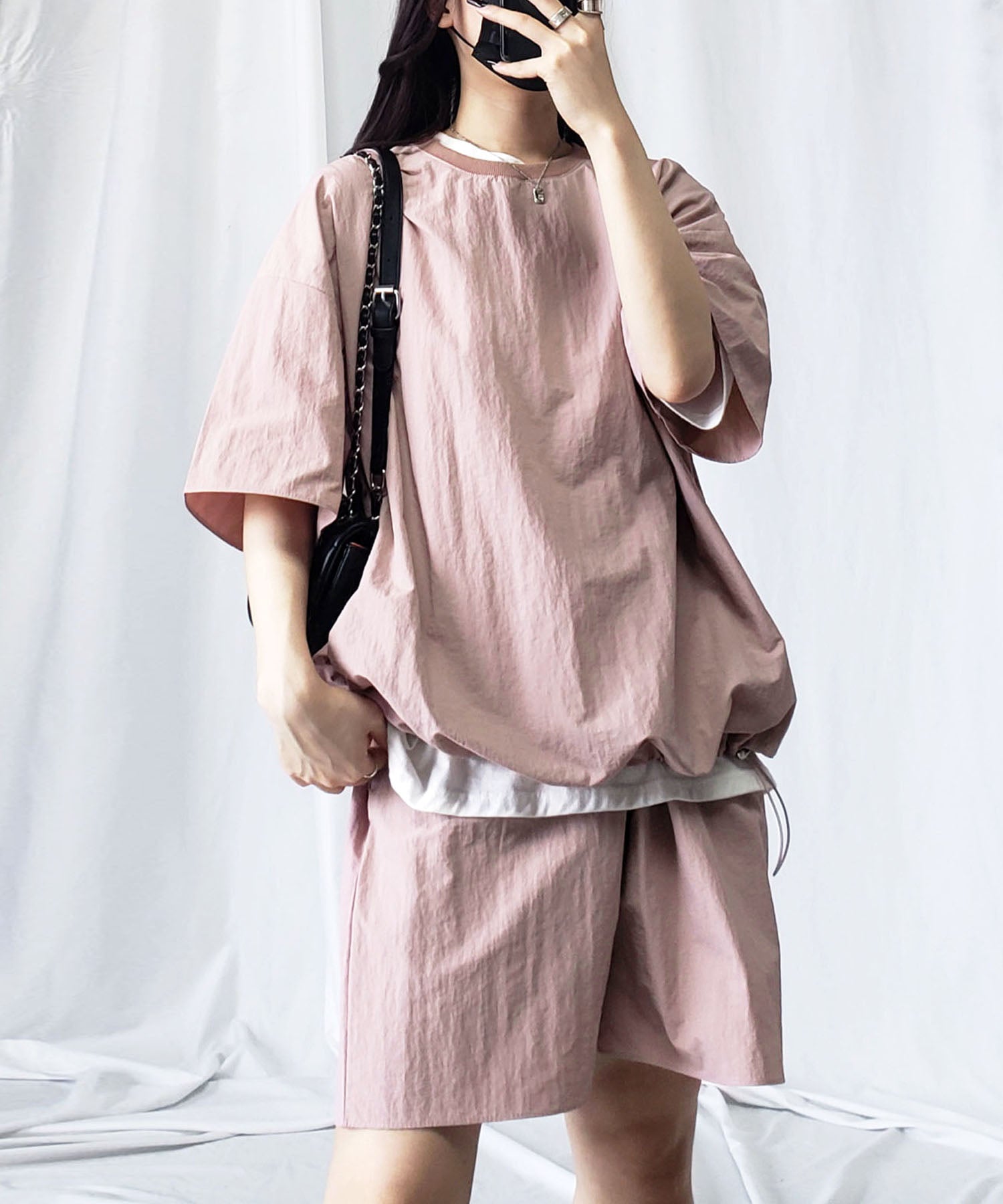 【 上下セットアップ/5色展開 】ワッシャーナイロンプルオーバー&ショートパンツ SET