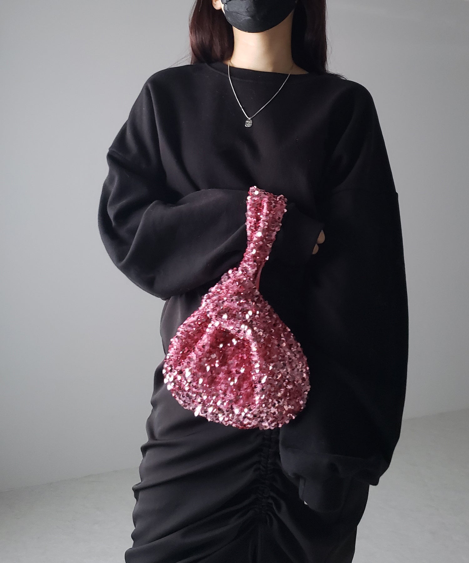 【 5color 】2WAY スパンコール巾着ハンドバッグ