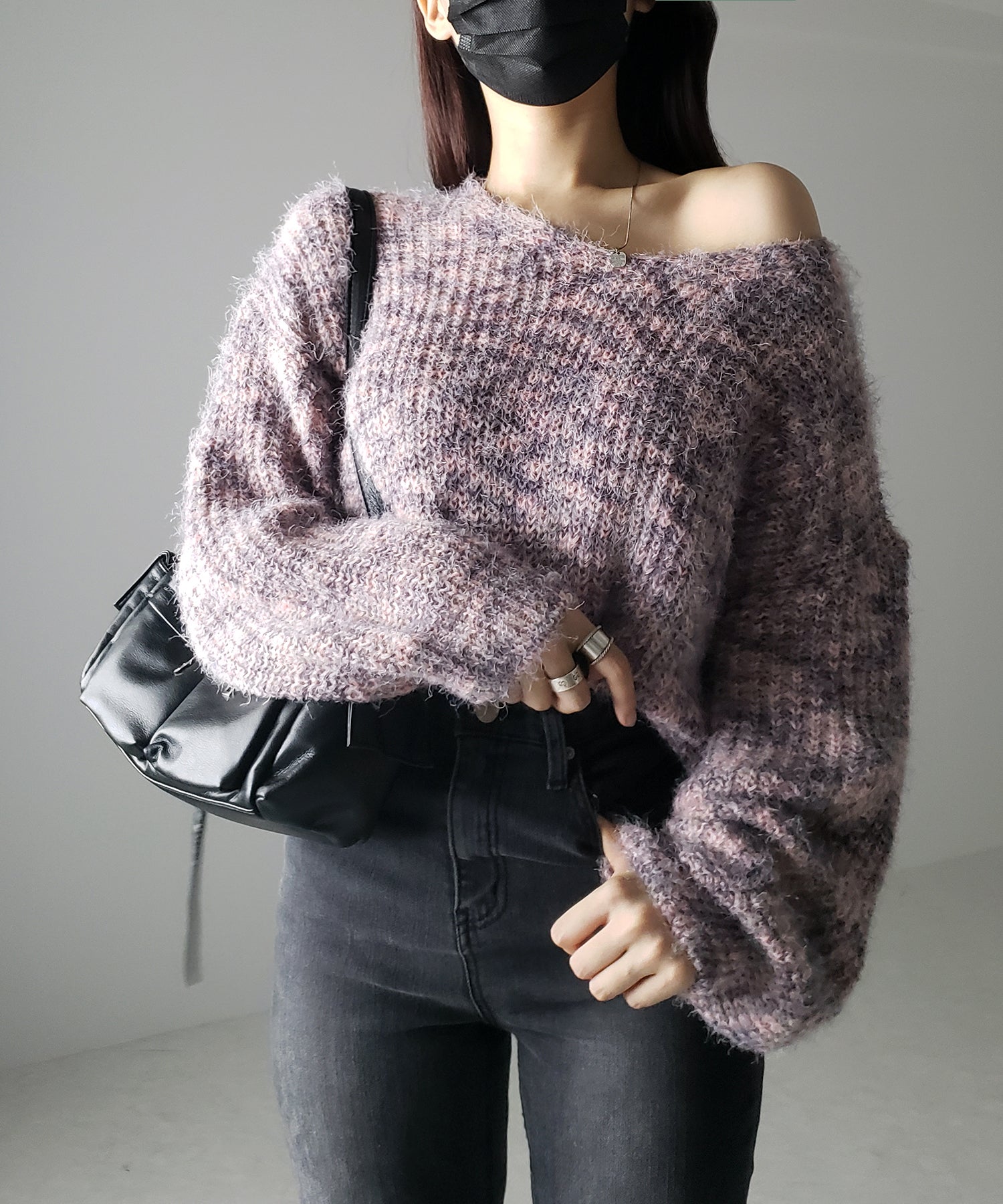 フラッフィーメランジルーズシャギーニット【韓国製】