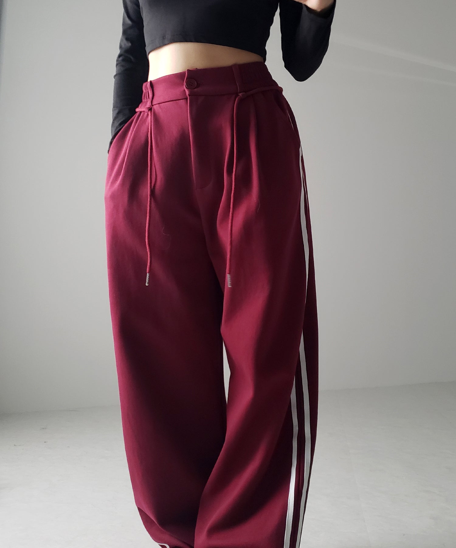 2WAYウエストコードサイドライントラックワイドパンツ