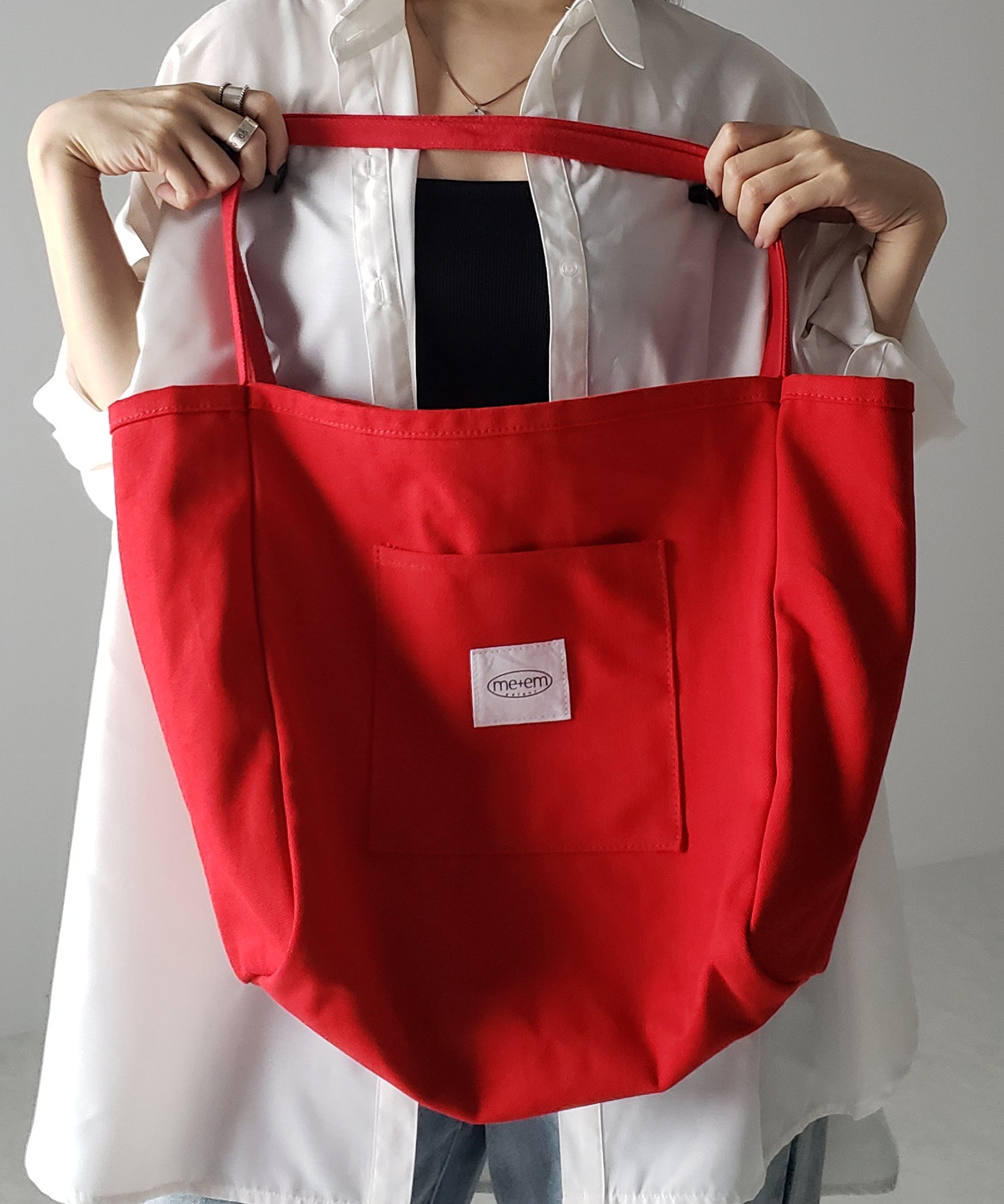 【 7color /大容量 】ミームセレクトオリジナルタグキャンバスカラートートバッグ / me+em select original tag canvas color totebag