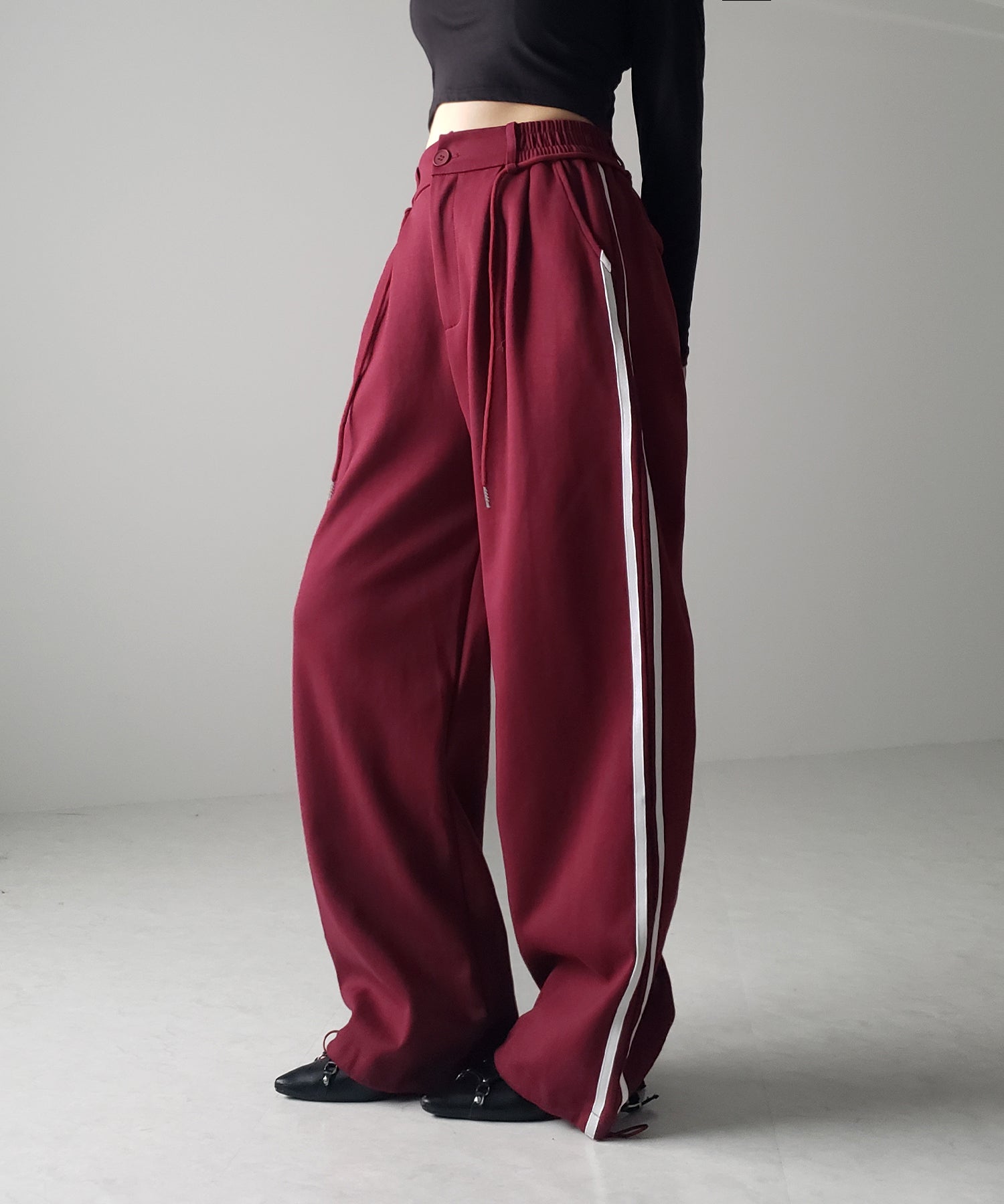 2WAYウエストコードサイドライントラックワイドパンツ