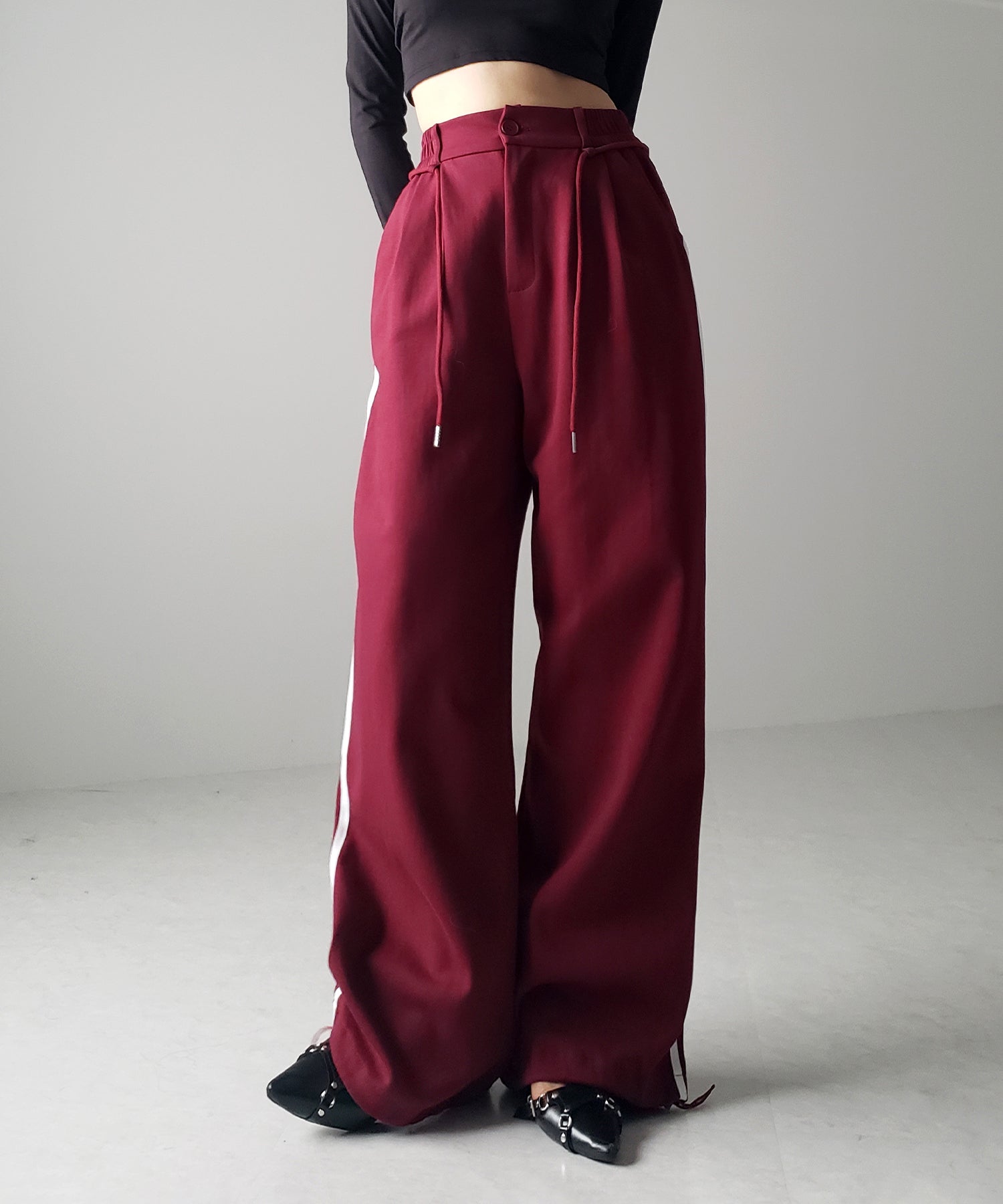 2WAYウエストコードサイドライントラックワイドパンツ