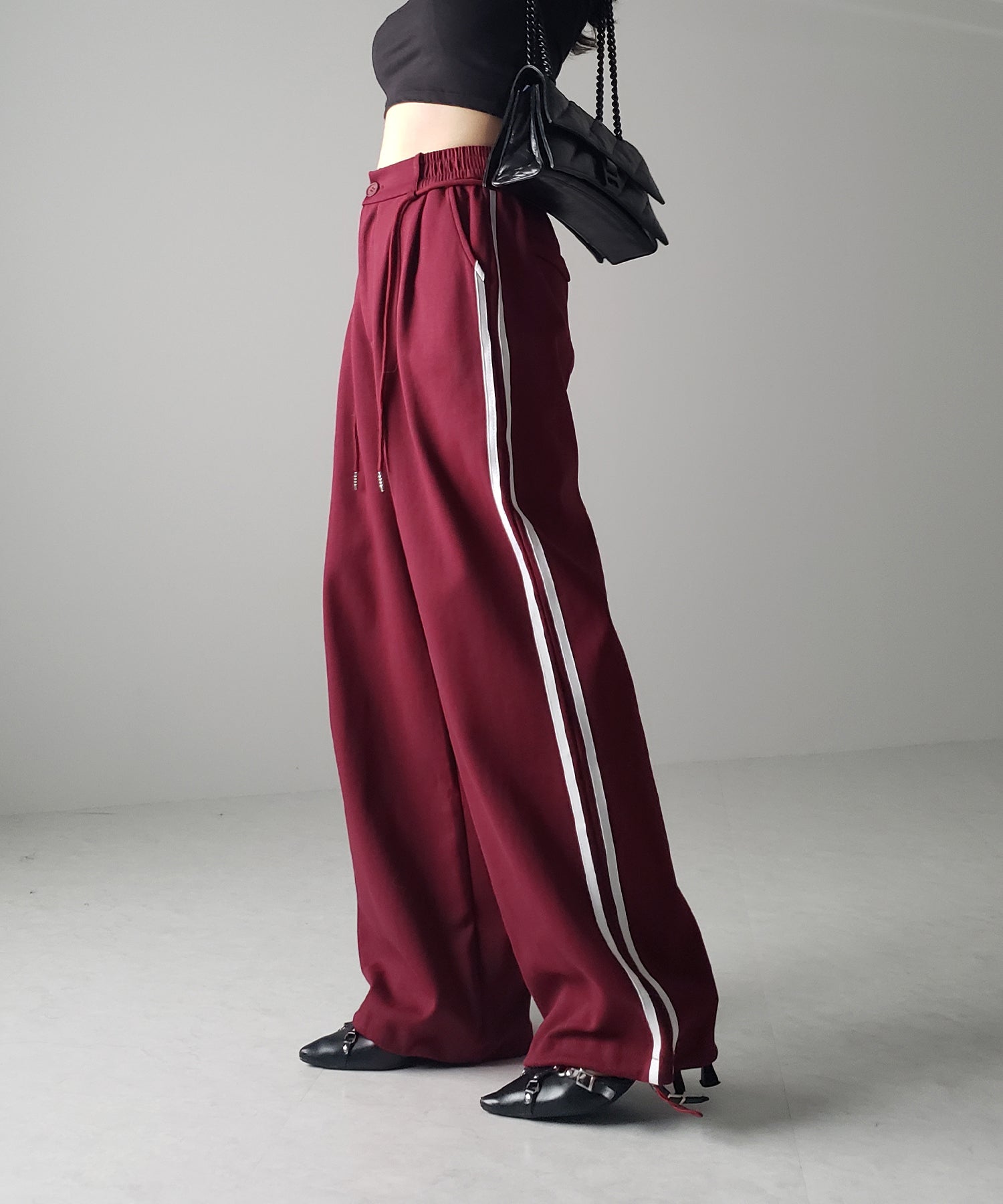 2WAYウエストコードサイドライントラックワイドパンツ