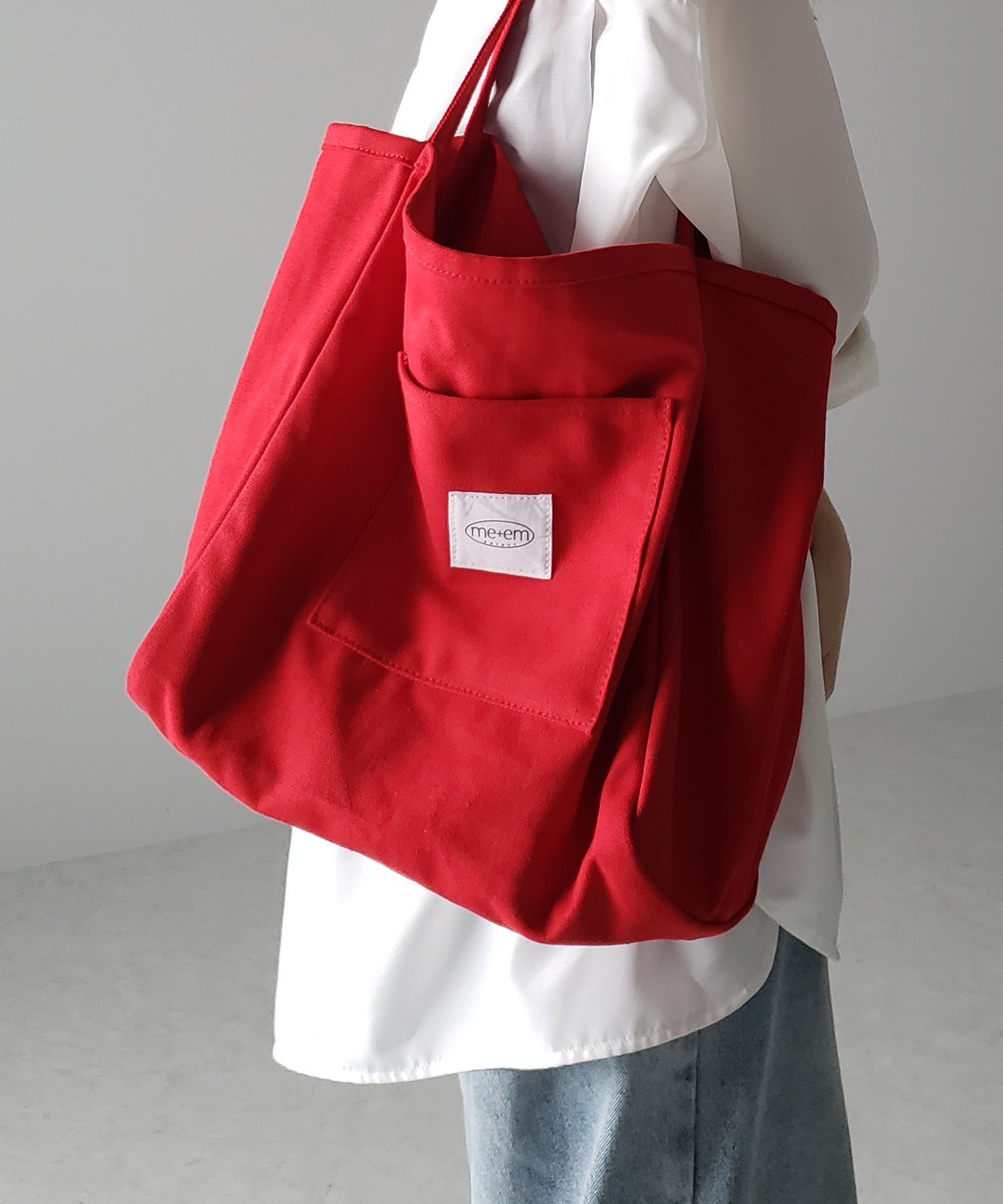 【 7color /大容量 】ミームセレクトオリジナルタグキャンバスカラートートバッグ / me+em select original tag canvas color totebag