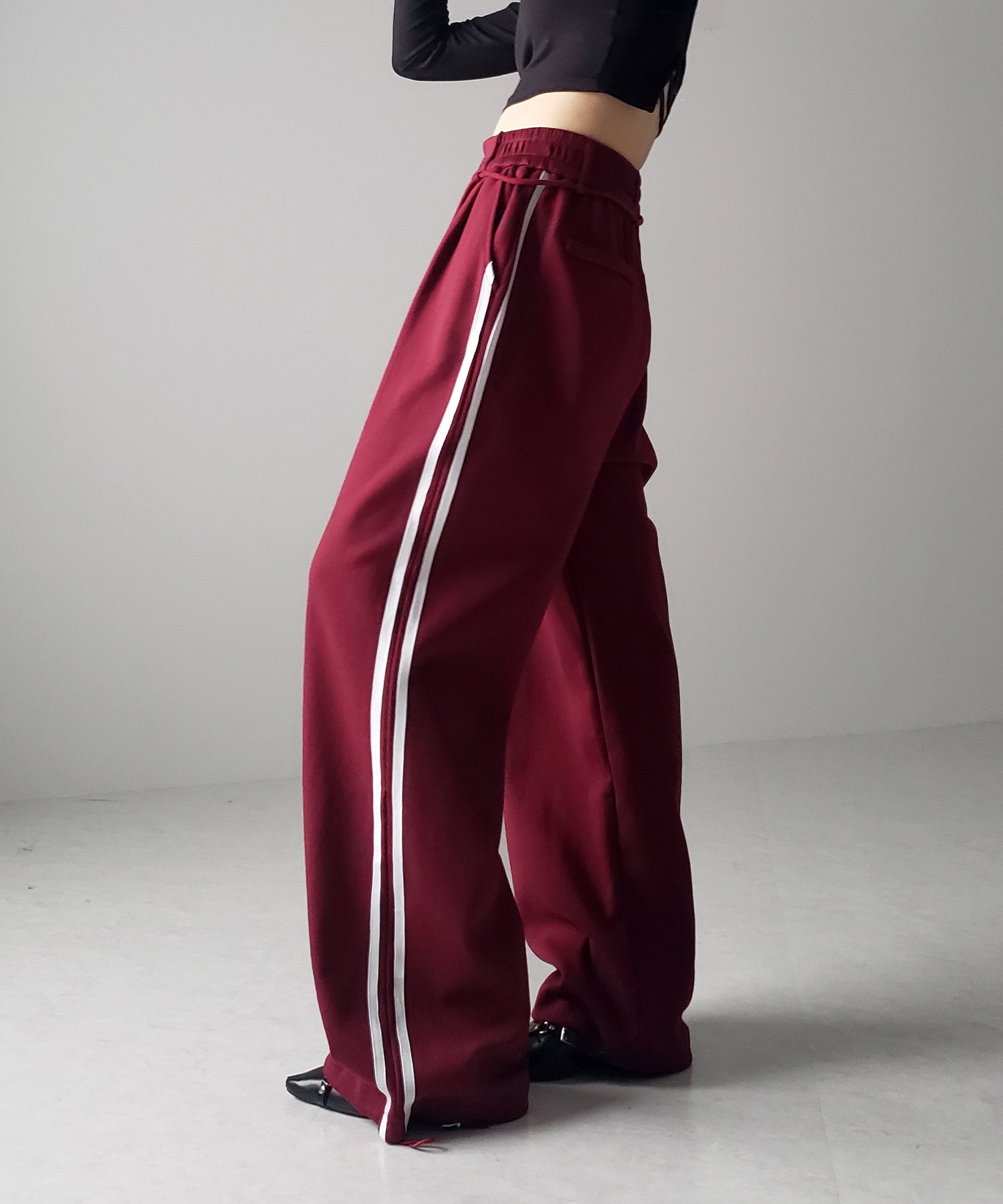 2WAYウエストコードサイドライントラックワイドパンツ