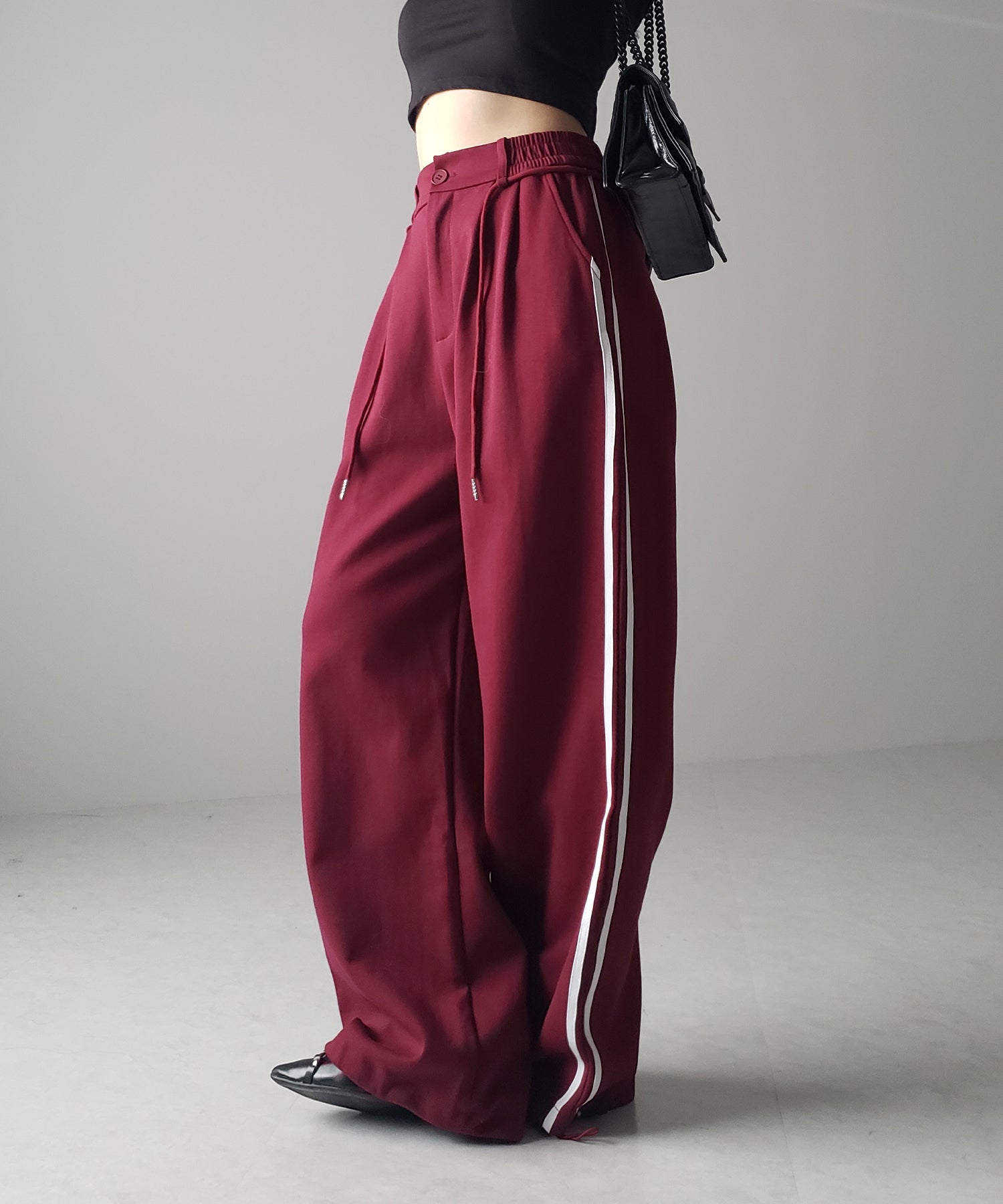 2WAYウエストコードサイドライントラックワイドパンツ