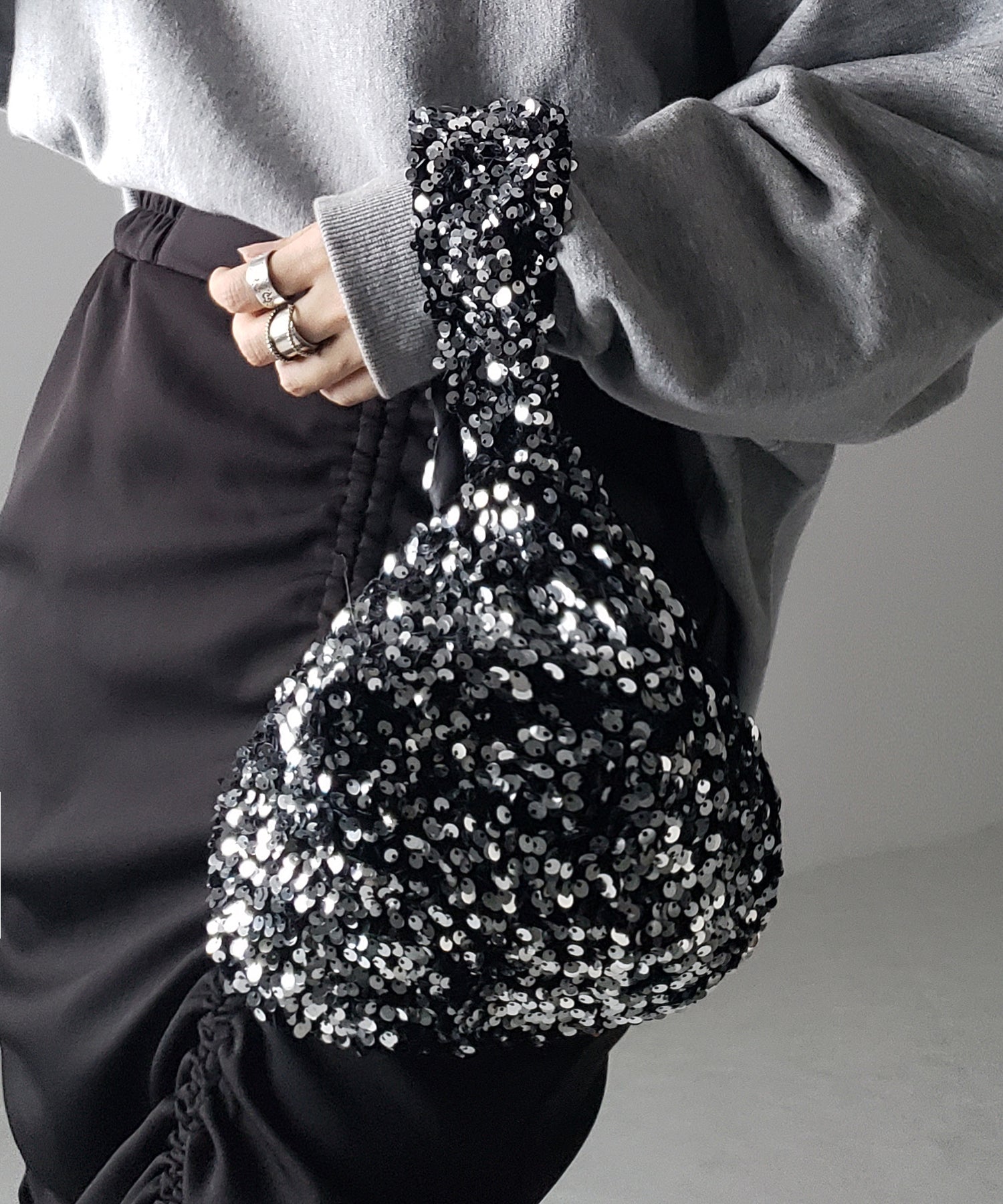 【 5color 】2WAY スパンコール巾着ハンドバッグ