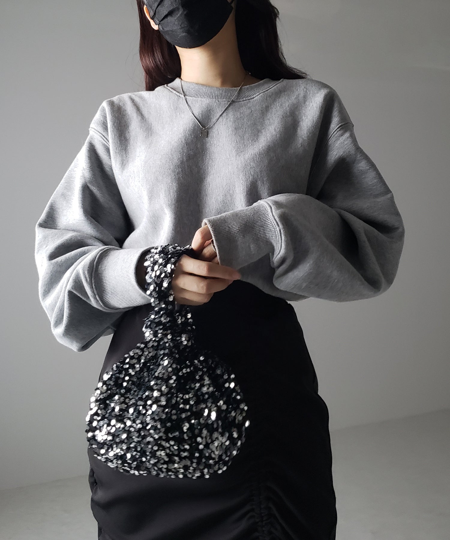 【 5color 】2WAY スパンコール巾着ハンドバッグ
