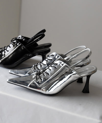 ポインテッドトゥレースアップスニーカーミュール / pointed toe lace up sneaker mules