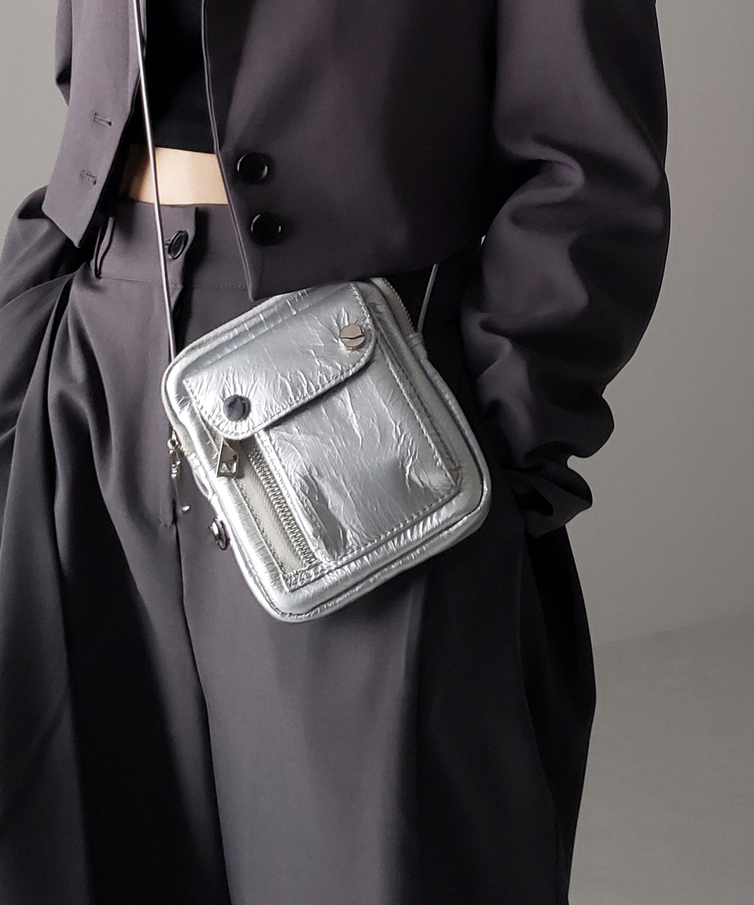 【 2color 】メタリックドロストワンマイルミニショルダーバッグ