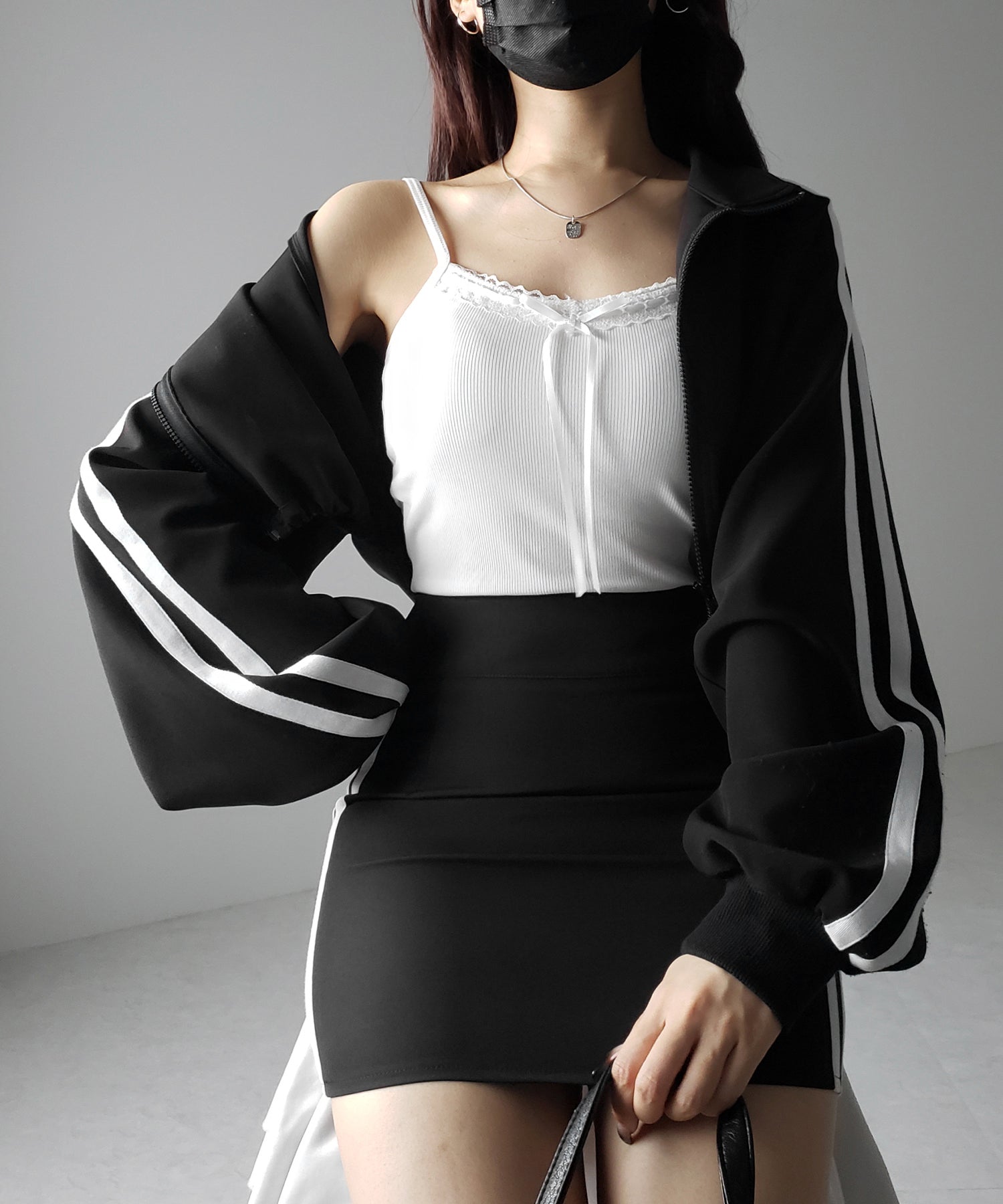 【 カップ付き 】サテンリボンレースリブキャミソール / satin ribbon lace lib camisole
