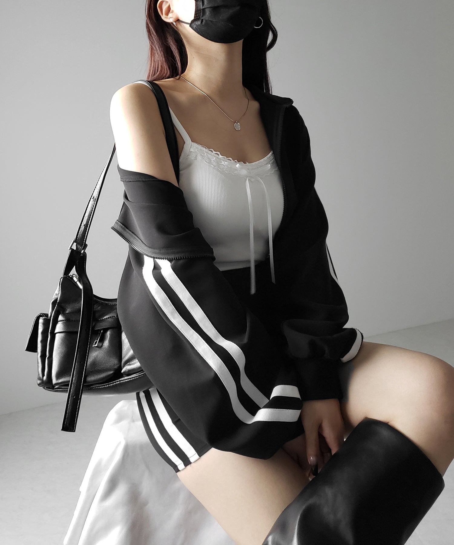 【 カップ付き 】サテンリボンレースリブキャミソール / satin ribbon lace lib camisole