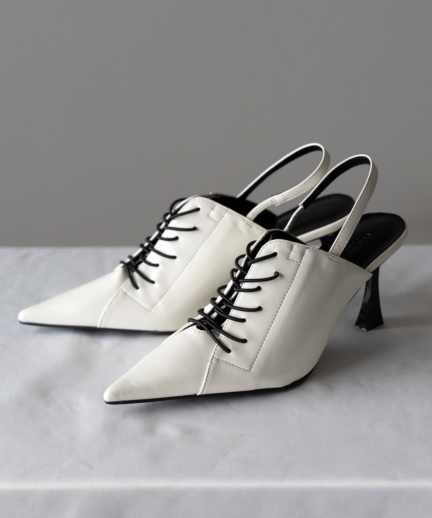 ポインテッドトゥレースアップスニーカーミュール / pointed toe lace up sneaker mules