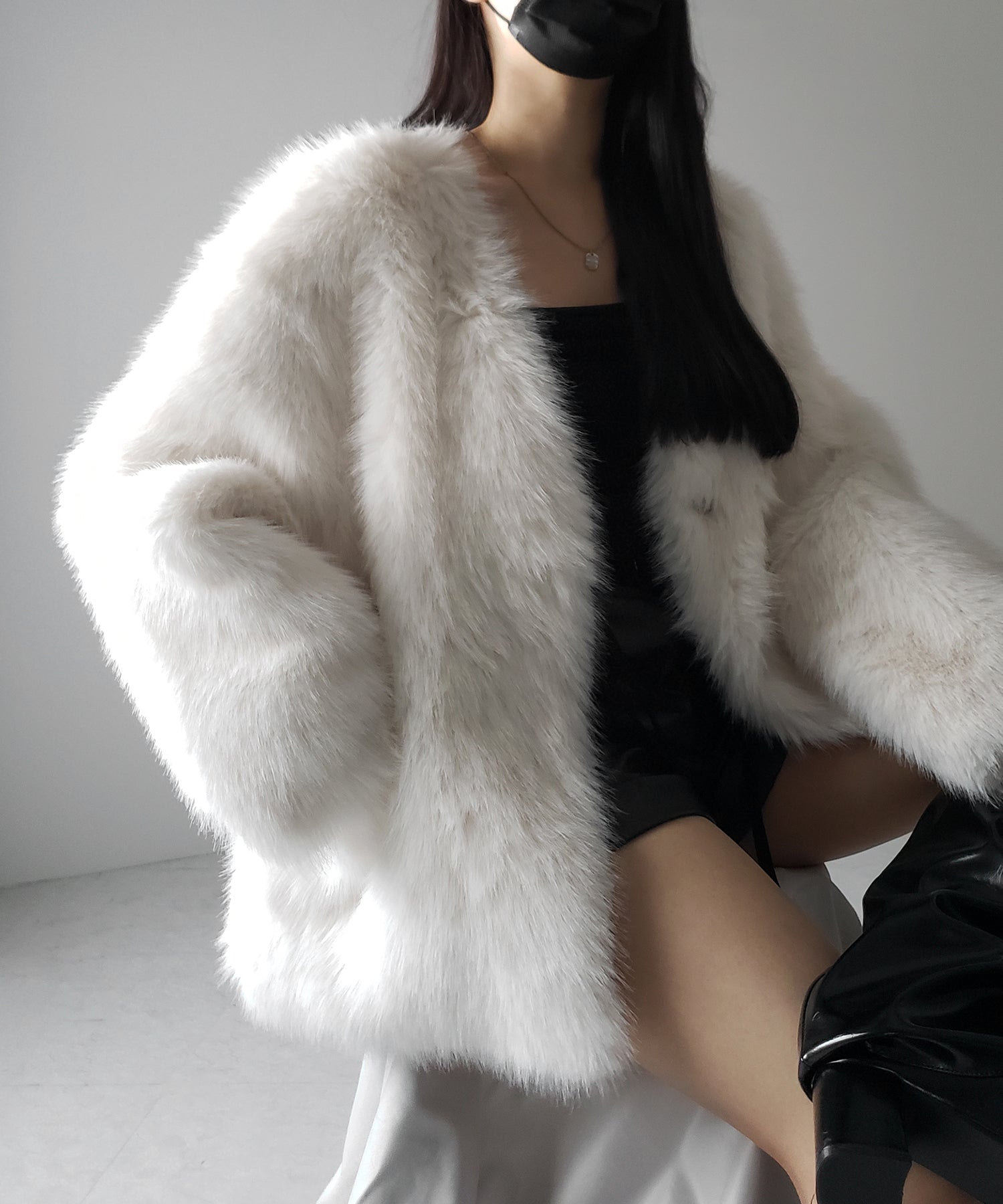 ミンクライクフェイクファーボリュームコート / mink-like fake fur volume coat
