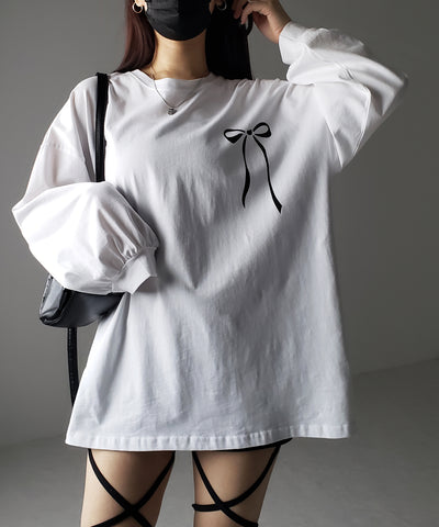 リボンプリントバレエコアビッグTシャツ / ribbon print ballet core big Tee