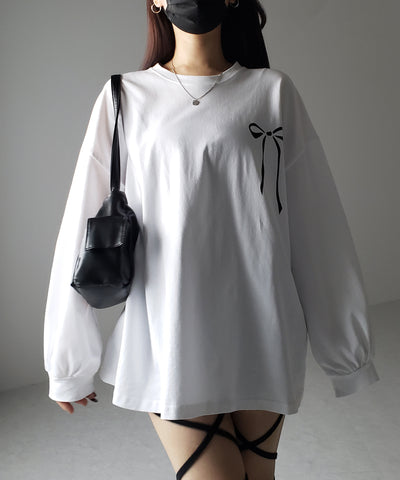 リボンプリントバレエコアビッグTシャツ / ribbon print ballet core big Tee