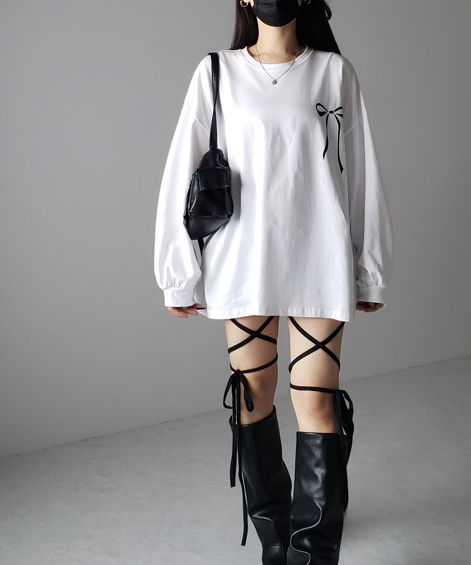 【 3color 】リボンプリントバレエコアビッグTシャツ / ribbon print ballet core big Tee