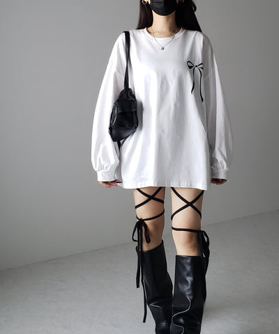 リボンプリントバレエコアビッグTシャツ / ribbon print ballet core big Tee